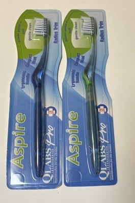 2 QLabs Pro Aspire Power Point Soft Radius Trim Ergonomic Handle Toothbrush