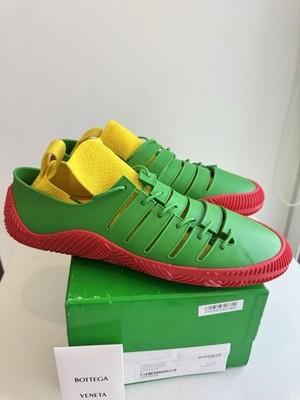 Bottega Veneta Tech Knit Rubber Climber Sneaker Shoe Green/yellow Euro 41