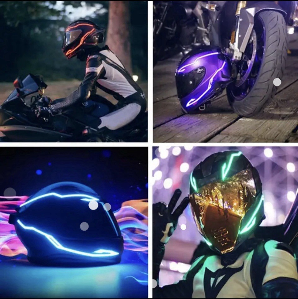 glowing motorcycle helmet Night Shift LS2 uses 2 shell sized for the smallest lightest possible helmet LightMode