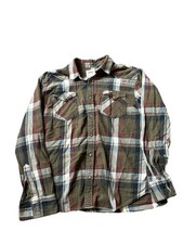 Vintage Levi's Shirt Mens Large Red Blue Plaid Flannel Button Up Western USA