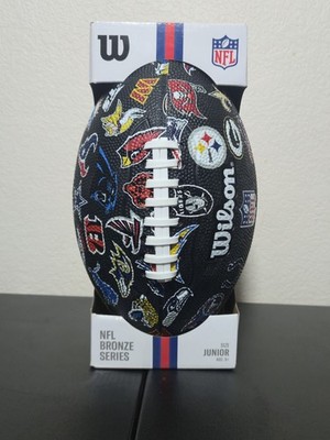 New-WILSON American Football NFL Junior Bronze Series 32 Team Logo Rare Black