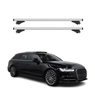 Cross Bars Roof Racks Aluminium for Audi A6 Avant 2015-2018 Silver 2Pcs