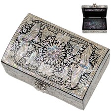 February Mountain Mother of Pearl Wooden 5.1 x 3.2 x 2.5 inches, Black