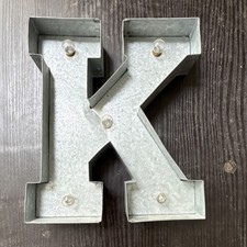 Galvanized Metal Letter K Industrial Wall Hanging Sign Decorative Silver