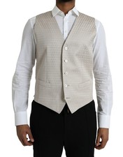 Dolce & Gabbana Off White Cotton Waistcoat Dress Formal Men's Vest Authentic