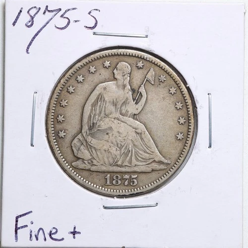 1875-S 50C Seated Liberty Half Dollar in Fine+ Condition #5545