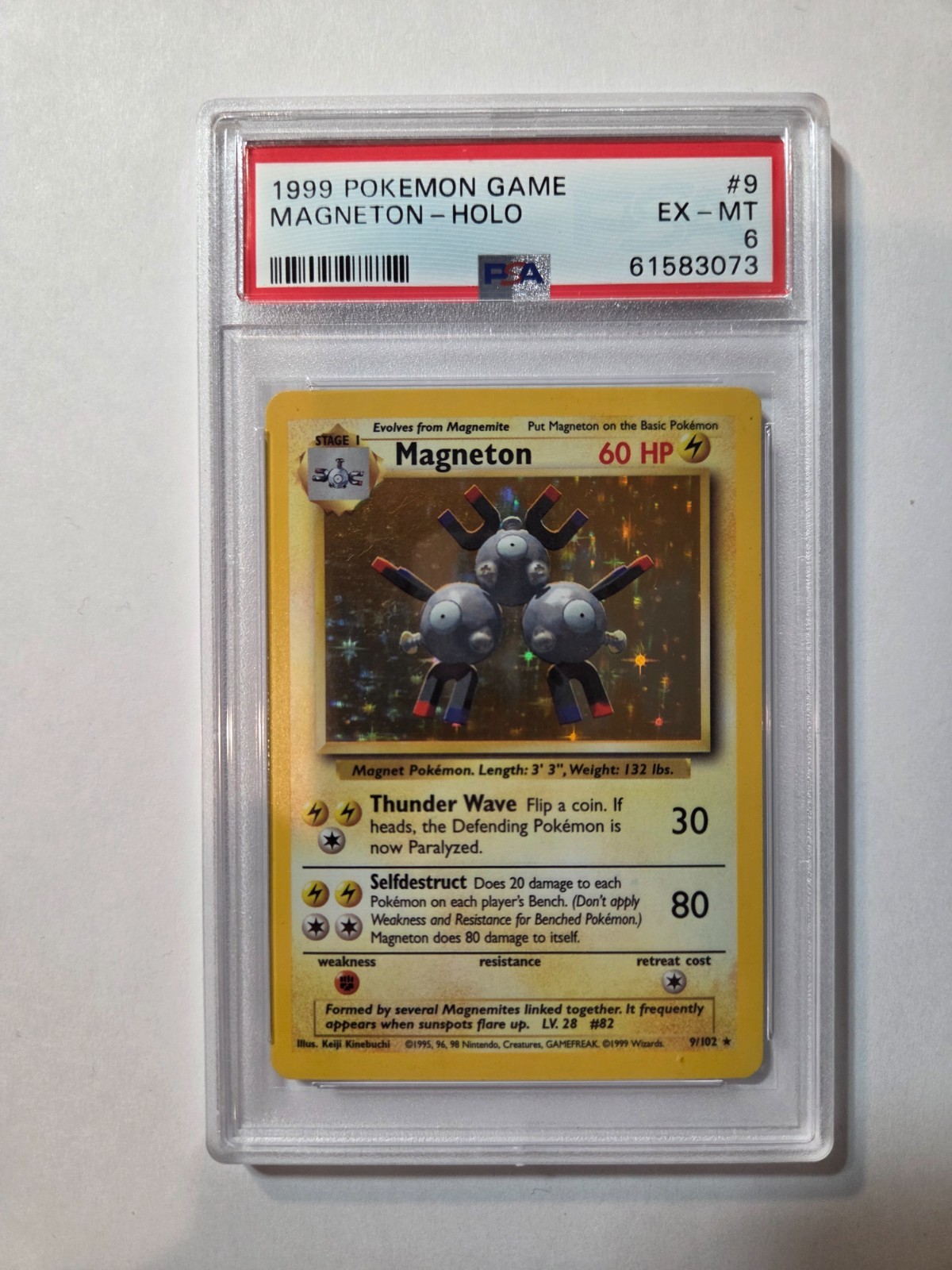 1999 POKEMON BASE SET UNLIMITED #9 MAGNETON-HOLO PSA 6