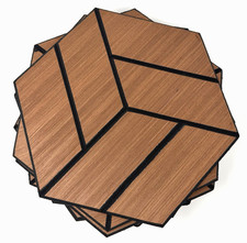 12 paneles de pared hexagonales de chapa acústica de madera en color roble adhesivo trasero nuevo sin caja