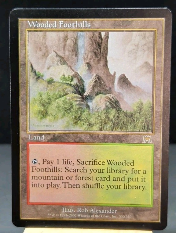 1x Wooded Foothills  - Onslaught #330 - Mtg - Near Mint