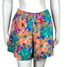 Victorias Secret Gold Label Floral Pajama Shorts Womens M Elastic Waist Vintage