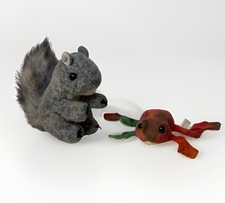 Folkmanis Finger Puppet Plush 4 Inch Gray Squirrel  Red Tree Frog Lot Of Two