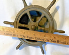 Vintage Solid Brass Ashtray Ship's Wheel 2 Pieces, held with center screw — photo 2