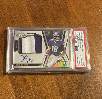 Justin Jefferson 2020 Certified Rookie Jersey Auto LSU Vikings RC /249 PSA AUTH