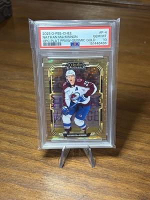 Nathan MacKinnon 2025-26 O-Pee-Chee Seismic Gold Preview /25 SSP PSA 10 POP 1