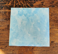 1 Vtg Retro H & R Johnson 4 1/4" Sq Blue & White Marbled Ceramic Tile England