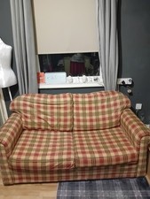 Sofa Bed Excellent Condition Double 2 Seater Modern Check Pattern Metal Action .