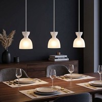 LED HäNgelampe Glas Opal Pendelleuchte Wohnzimmerlampe 3-Flammig Weiß H 120 Cm