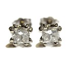 14k white gold 1.17ct SI3 I3 I Top Light Brown princess diamond U Prong earrings — photo 2