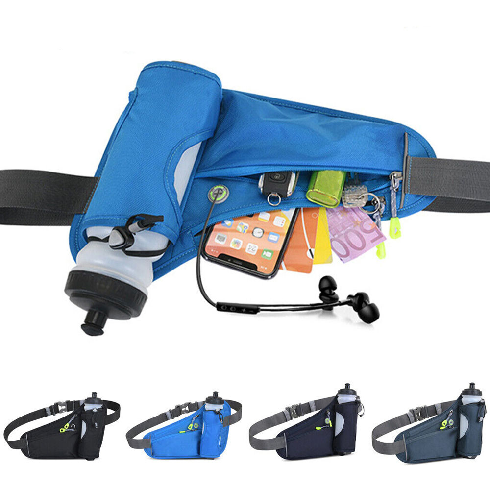 Sports Waist Bag Running Belt Bag With Water Bottle Holder Unisex