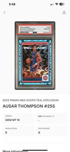 2023 Reifen Ausar Thompson Rookie blaugrün Explosion #255 Kolben PSA 10 EDELSTEIN 🙂 🙂 - Bild 2 von 3