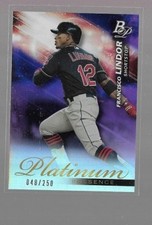 2018 Bowman Platinum Presence Purple SP Francisco Lindor #048/250 Indians