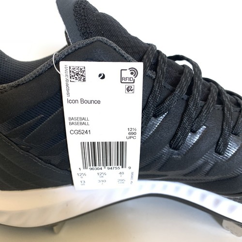 NEW adidas Men Size 13 Icon Bounce Baseball Cleats Lace Up Black White CG5241 - Picture 6 of 12