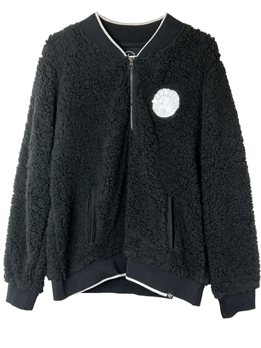 Boston Celtics Sherpa Jacket Womens L Black NBA Pullover 1/4 Zip Cozy '47