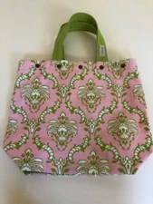 Saltbox Heavy Duty Canvas Tote Bag PINK & Green Tote Beach Bag