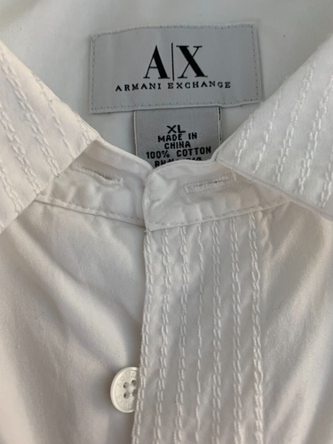 A/X Armani Exchange Men's size XL White Tuxedo Shirt Hidden Button Long Sleeve - Picture 5 of 10