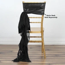 Black CHIFFON Curly CHAIR SASH Wedding Party Decorations WHOLESALE SALE