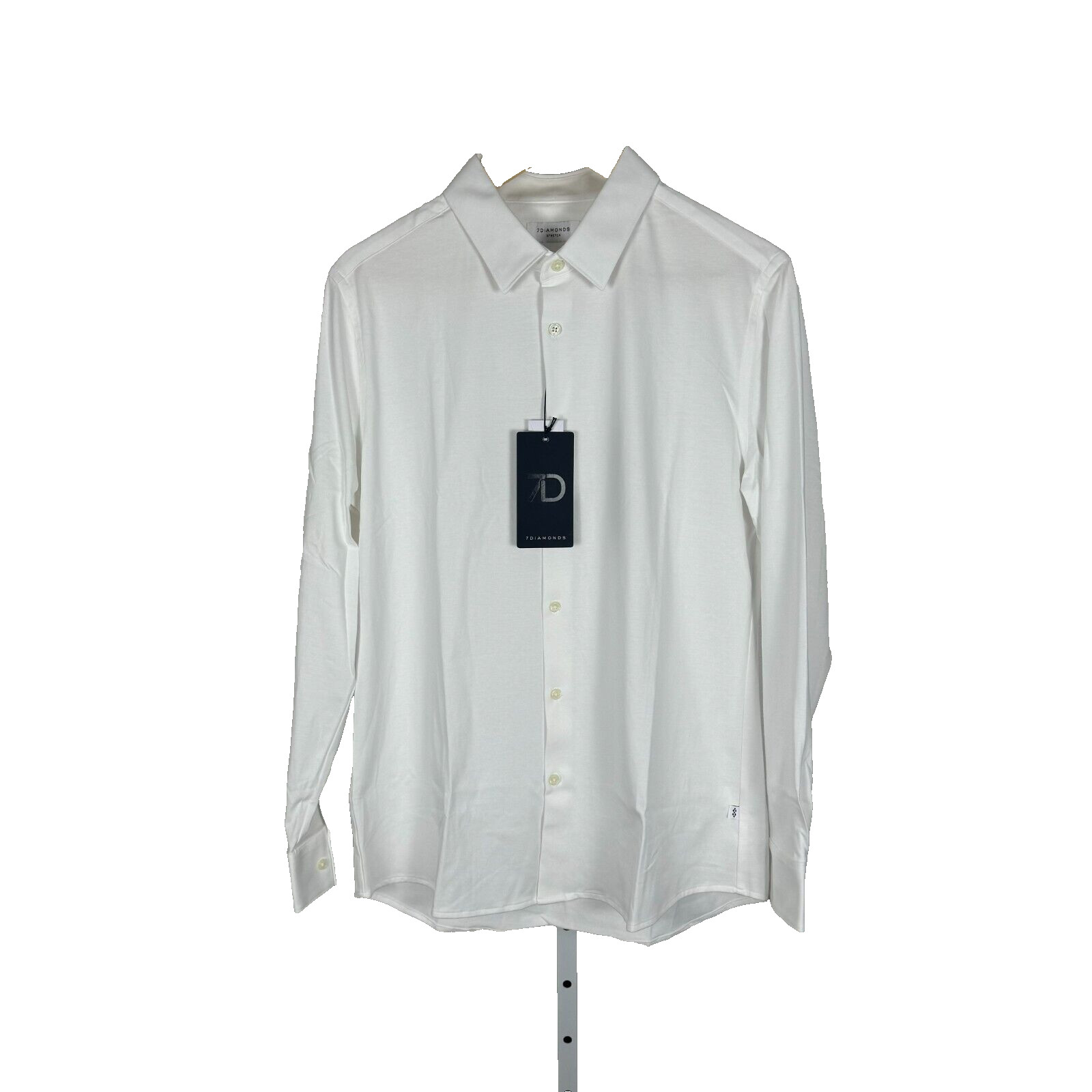 Camisa de vestir 7Diamonds Girona manga larga con botones para hombre, blanca, talla M, precio de venta sugerido por el fabricante 99 USD