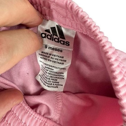 Adidas Girls Baby 9 Months Pink Track Suit Jacket Pants Active Sports Stripes - Picture 10 of 13