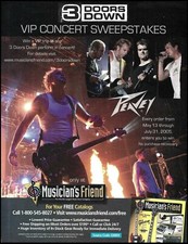 3 Doors Down band VIP Concert Sweepstakes Musician's Friend advertisement print