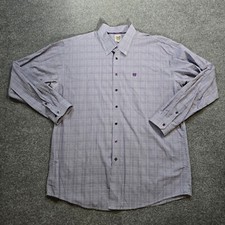 Cinch Shirt Mens Size XXL Purple White Plaid Button Long Sleeve Casual Business