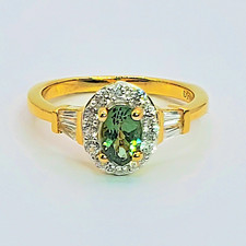 Tanzanian Green Apatite Zircon Ring Size 5 in Vermeil YG Over Sterling Silver