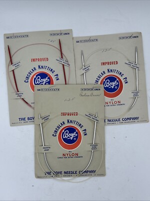 Vtg BOYE Circular Knitting Pin 29 inch Size 1 3 4  All Nylon Cable USA NOS Lot 3