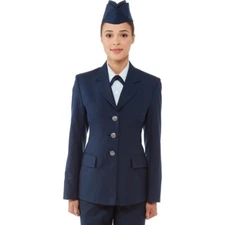 FEMALE WOMEN’S AIR FORCE USAF CAP ENLISTED BLUE SERVICE DRESS COAT JACKET 6-16