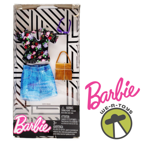 Barbie Floral Top & Denim Shorts Fashion Pack 2018 Mattel FLP79 - Zdjęcie 1 z 4