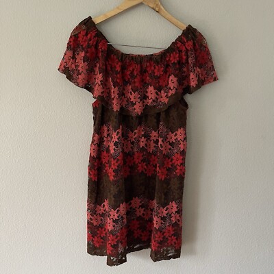 umgee off the shoulder dress Umgee Off Shoulder Lace Floral Ruffle Dress Size M Fairy Fairycore