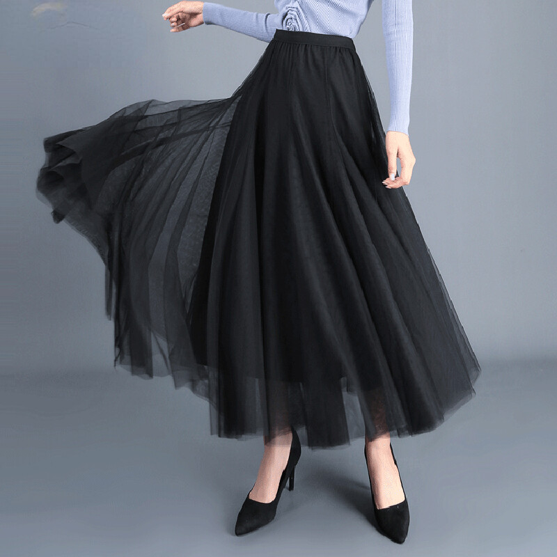 Skirts Womens Autumn 3 Layers Princess Tulle Mesh Pleated Skirt