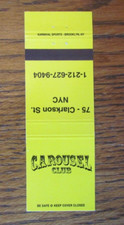 CAROUSEL CLUB GENTLEMEN'S CLUB MATCHBOOK COVER: NEW YORK CITY MATCHCOVER -A23