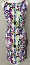 MILLY Abstract Print Sleevless Back Zip Lined Dress Made In USA Sz 6 EUC
