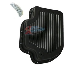 Black Aluminum Chevy Bop Gm Turbo 400 Th400 Stock Depth Transmission Pan Finned Black Aluminum Chevy Bop Gm Turbo 400 Th400 Stock Depth Transmission Pan Finned