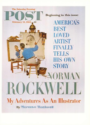 1960 FEB 13 Triple Self Portrait ROCKWELL SATURDAY EVENING POST COVER ART PRINT