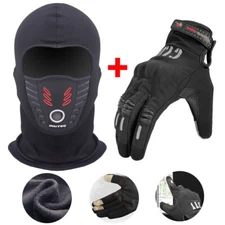 Winter Fleece Motorcycle Gloves Touchscreen Cycling Riding Gloves+Warm Balaclava
