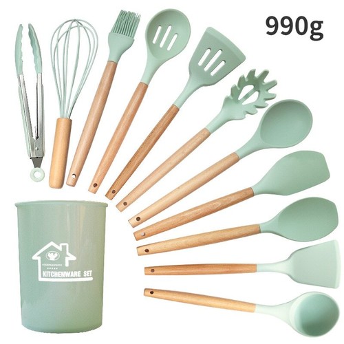 Silikon Geschirr Set Antihaft Geschirr Holzgriff Hitzebeständig Kochen - Bild 26 von 65