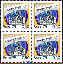 1375 BRAZIL 1975 'O ESTADO DE SAO PAULO', NEWSPAPERS, JOURNALISM, BLOCK MNH