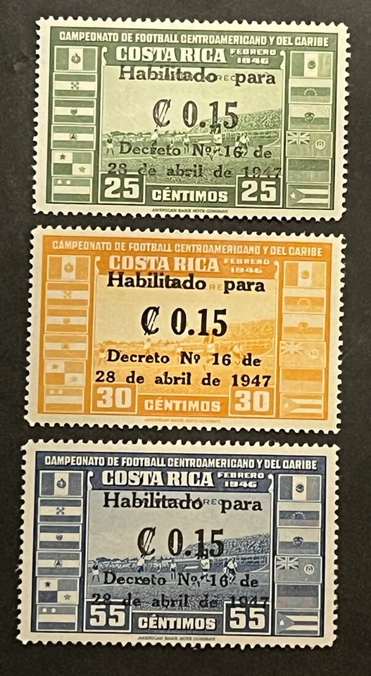 Travelstamps: Costa Rica Airmail OP Stamps Scott #C145-C147 Soccer Mint MNH OG - Image 2 of 4