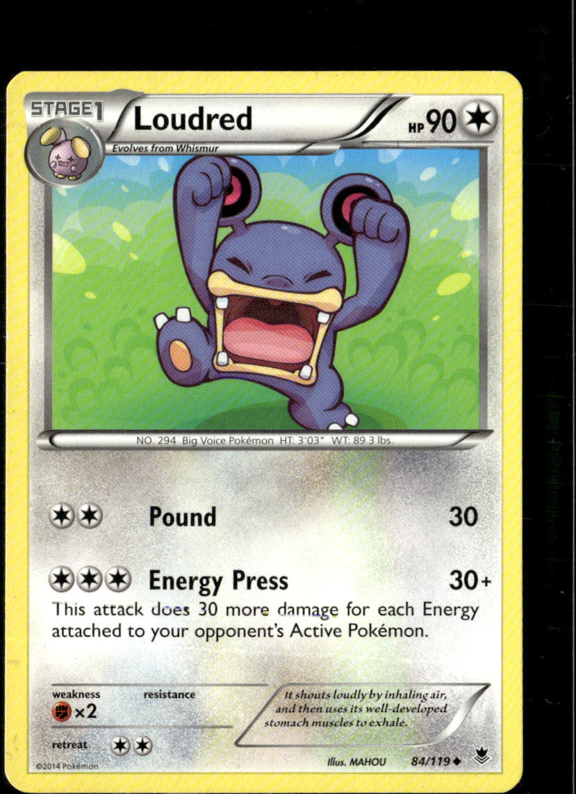 Pokemon Loudred 84/119 Phantom Forces Non Holo Uncommon 2 Card Lot
