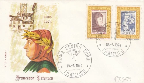 1974 FDC ITALY REPUBLIC ITALIAN ARTISTS FRANCESCO PETRARCH (P3359)